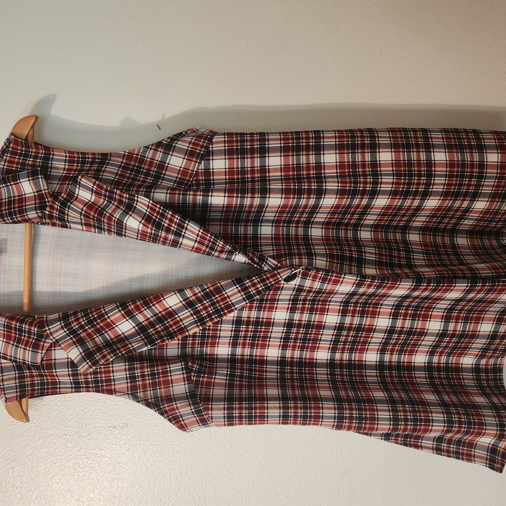 Red and Black Plaid Sleeveless Dress